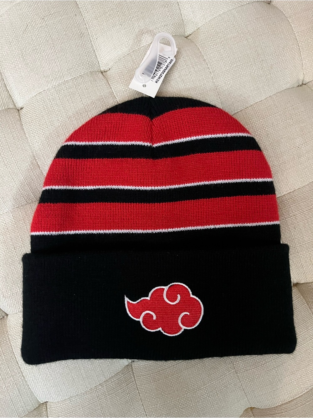 Naruto Akatsuki Red Cloud Embroidery Beanie -Size Fits Most